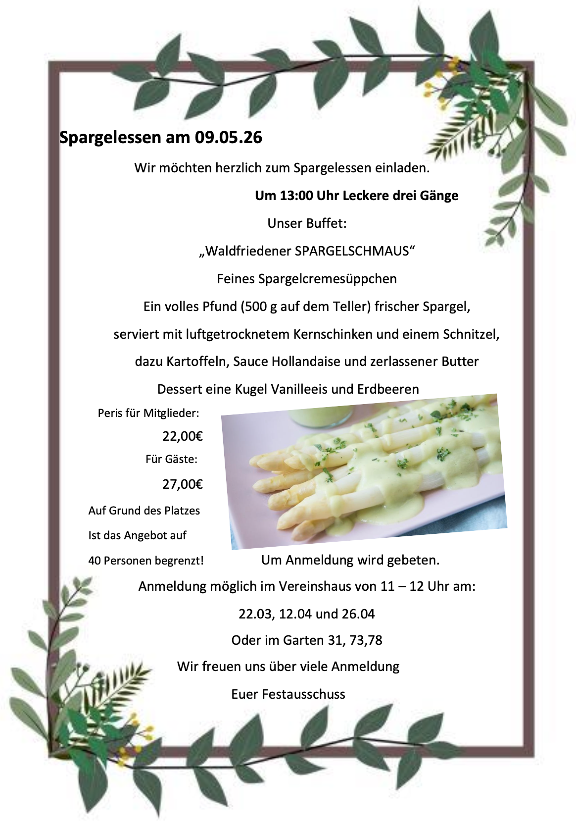 Flyer zum Spargelessen